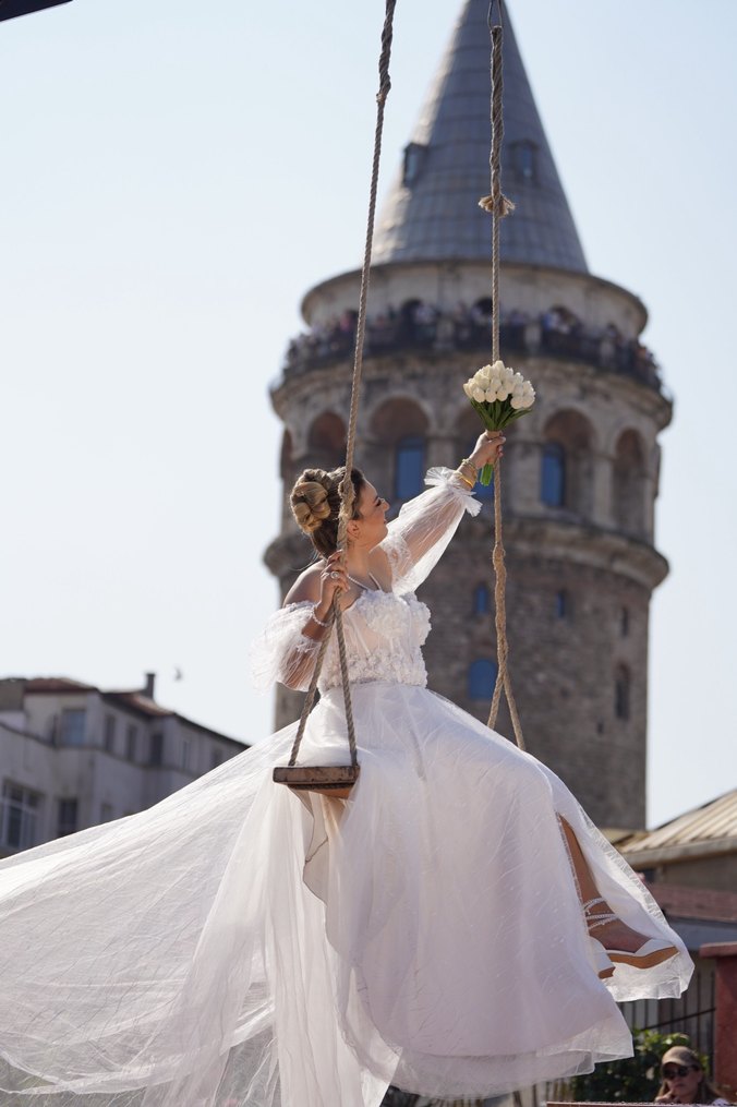 Bohem Tarz Beyaz A Kesim Uzun Gelinlik - Görsel 3