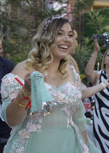 İşlemeli Straplez Uzun Abiye Elbise - Görsel 3