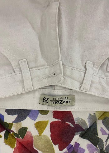 Beyaz Pamuklu Kemerli Kadın Pantolon - Görsel 2