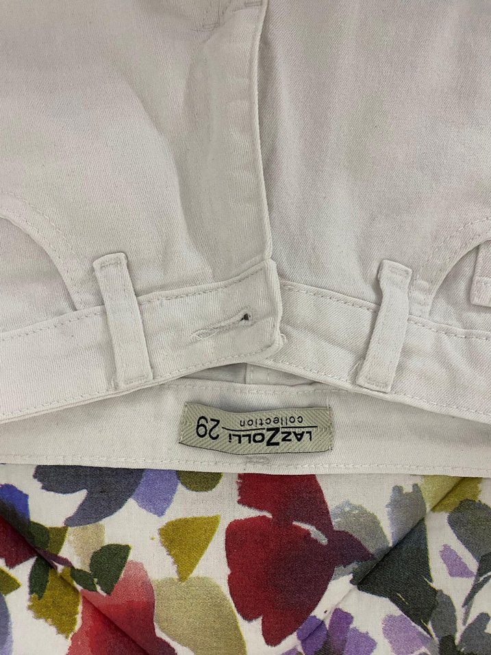 Beyaz Pamuklu Kemerli Kadın Pantolon - Görsel 2