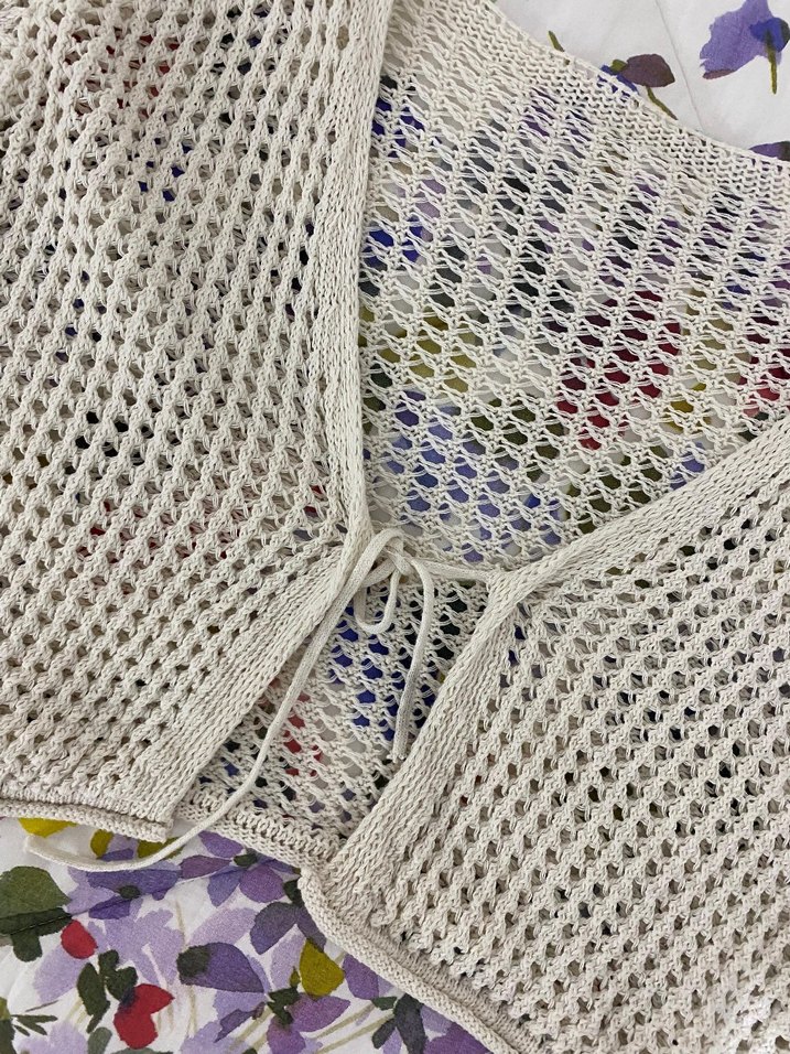 Örgü Bohem Kadın hırka  bej krem - Görsel 2