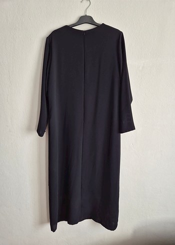 Diğer Düğmeli Siyah Uzun Kollu Uzun Elbise