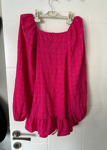 Pembe Keten Mini Bluz Fırfırlı - Görsel 4