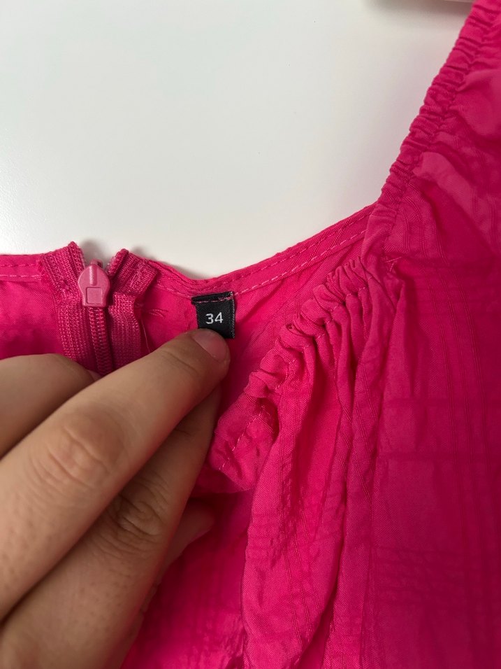 Pembe Keten Mini Bluz Fırfırlı - Görsel 2