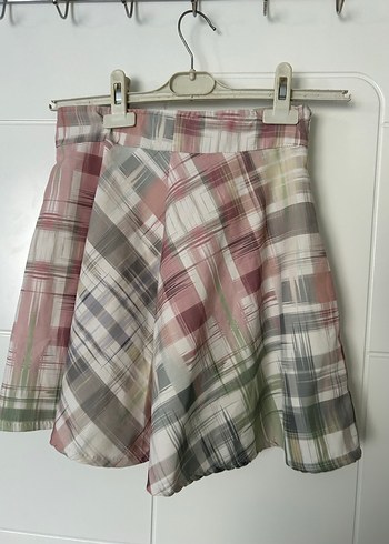 Gri Çok Renkli Pliseli Mini Etek kız çocuk - Görsel 2