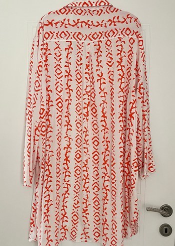 xxl Beden Kırmızı Batik Desenli Uzun Hamile Tunik