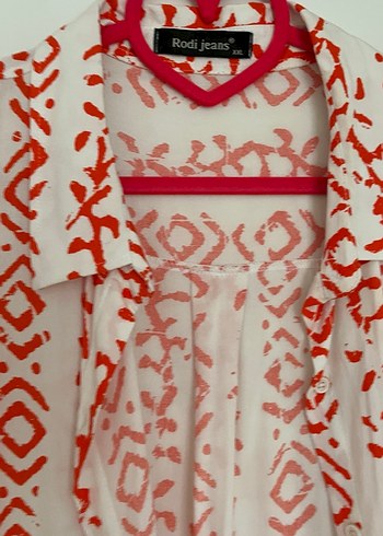 xxl Beden kırmızı Renk Kırmızı Batik Desenli Uzun Hamile Tunik