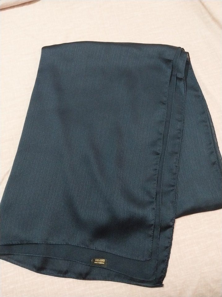 lacivert Kadın Saten Şal - Görsel 2