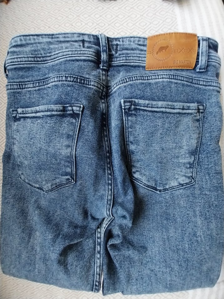 Düğmeli Mavi erkek Kot Pantolon - Görsel 2