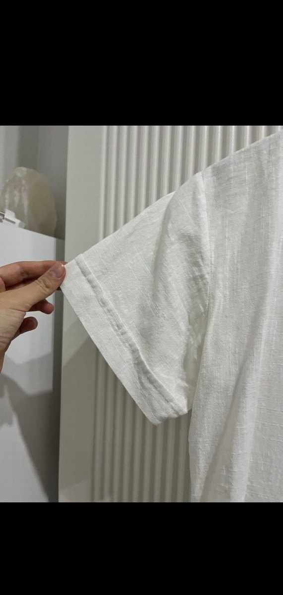 Kısa Kollu Beyaz Keten Gömlek - Görsel 2