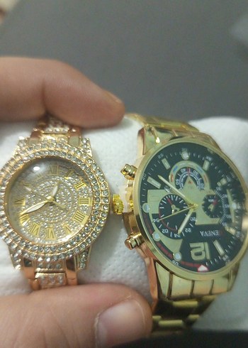 Altın Renkli Kadın Kol Saati - Payetli - Görsel 6