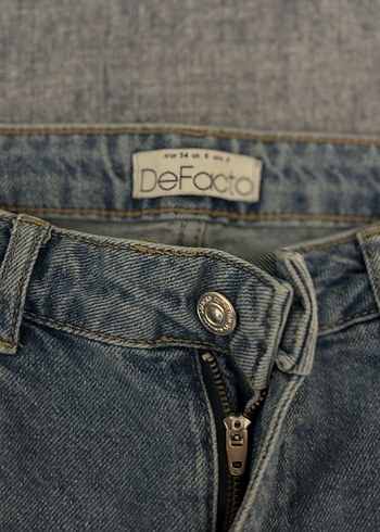 Açık Mavi Orta Bel Wide Leg Jean Pantolon - Görsel 4