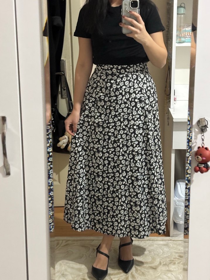 Çiçek Desenli Midi / Maxi Boy Etek - Görsel 2