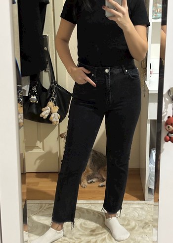 Siyah Bilek Boy Straight Jean Pantolon - Görsel 2