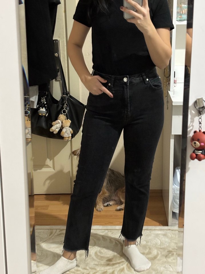 Siyah Bilek Boy Straight Jean Pantolon - Görsel 2