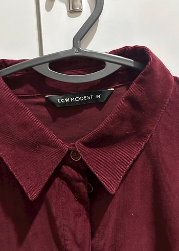 Bordo Kadife Midi Boy Gömlek Tunik - Görsel 2