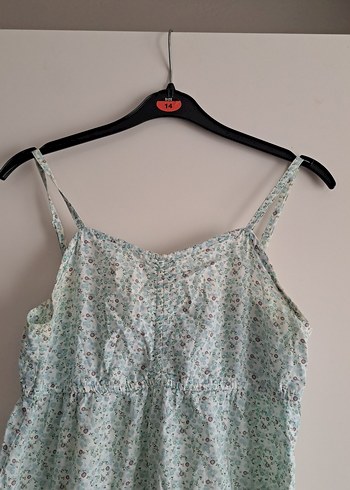 Dantel Detaylı Turkuaz Bohem Midi Elbise - Görsel 3