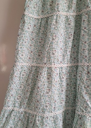 Dantel Detaylı Turkuaz Bohem Midi Elbise - Görsel 2