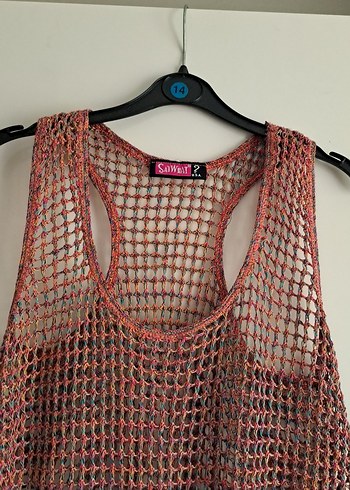 Pembe Gri Örgü Salaş Kadın Atlet - Görsel 3