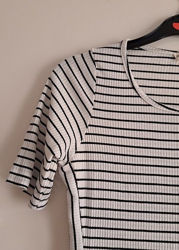 Gri Çizgili Kadın Midi Elbise - Görsel 2