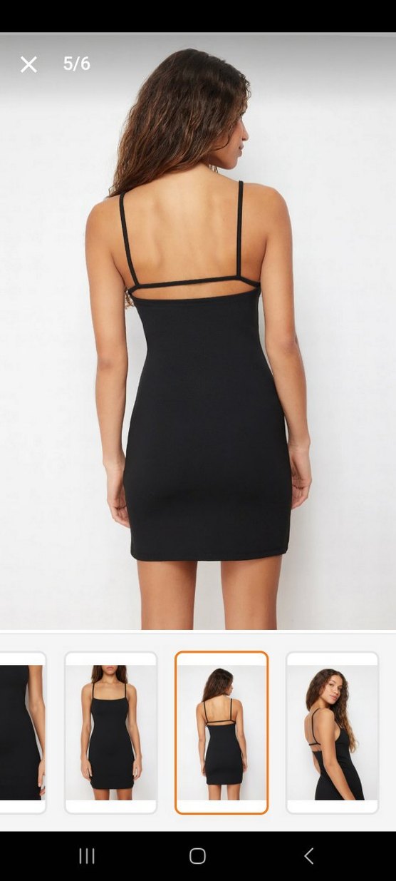 Siyah İnce Askılı Midi Elbise - Görsel 2