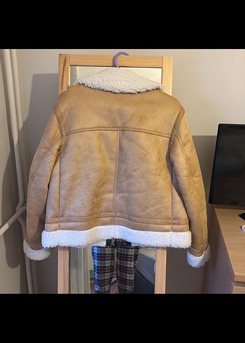 Bej Süet Kadın Ceket, Kürklü, Günlük - Görsel 3