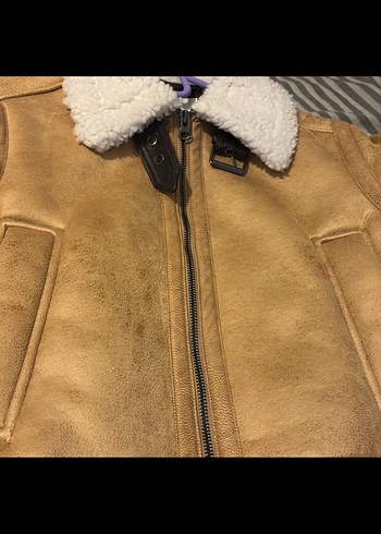 Bej Süet Kadın Ceket, Kürklü, Günlük - Görsel 5