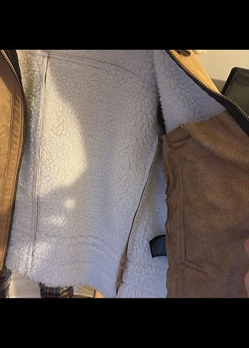 Bej Süet Kadın Ceket, Kürklü, Günlük - Görsel 6