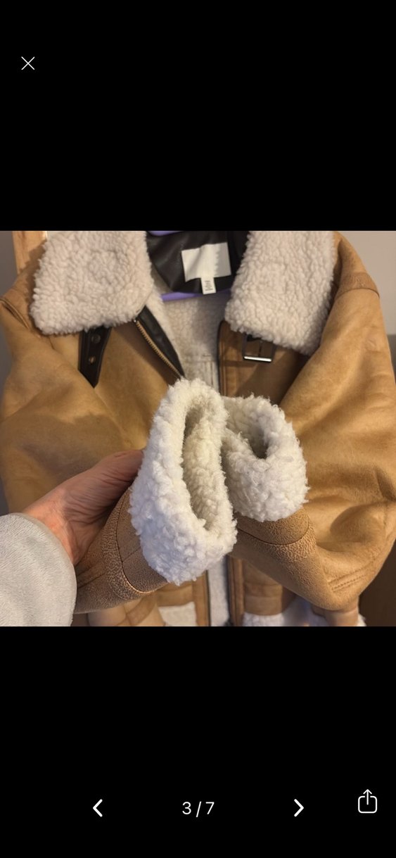 Bej Süet Kadın Ceket, Kürklü, Günlük - Görsel 2