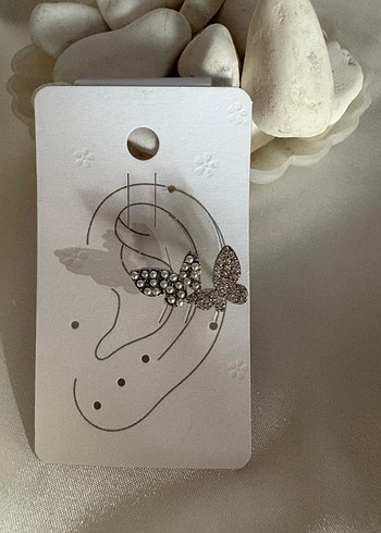 Gri Payetli Mini Kelebek kıkırdak küpe Küpe