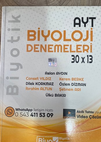 AYT Biyoloji Denemeleri 30x13