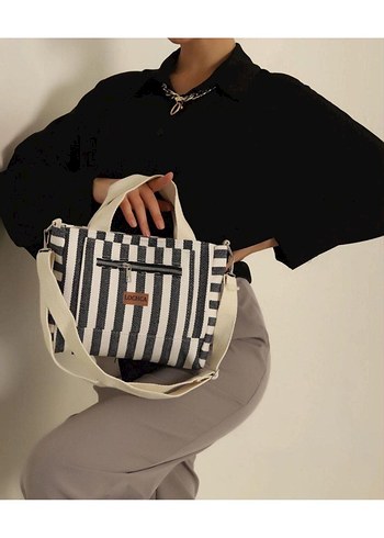 Zebra Desenli Siyah Gri Kadın Omuz Çantası