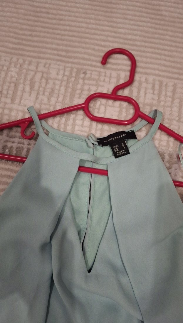 Su Yeşili Halter Yaka Elbise - Görsel 3