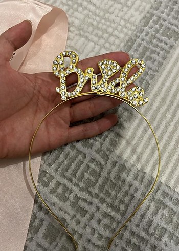 Toz Pembe Renkli 'Bride to Be' Kurdele ve Taç Seti - Görsel 4