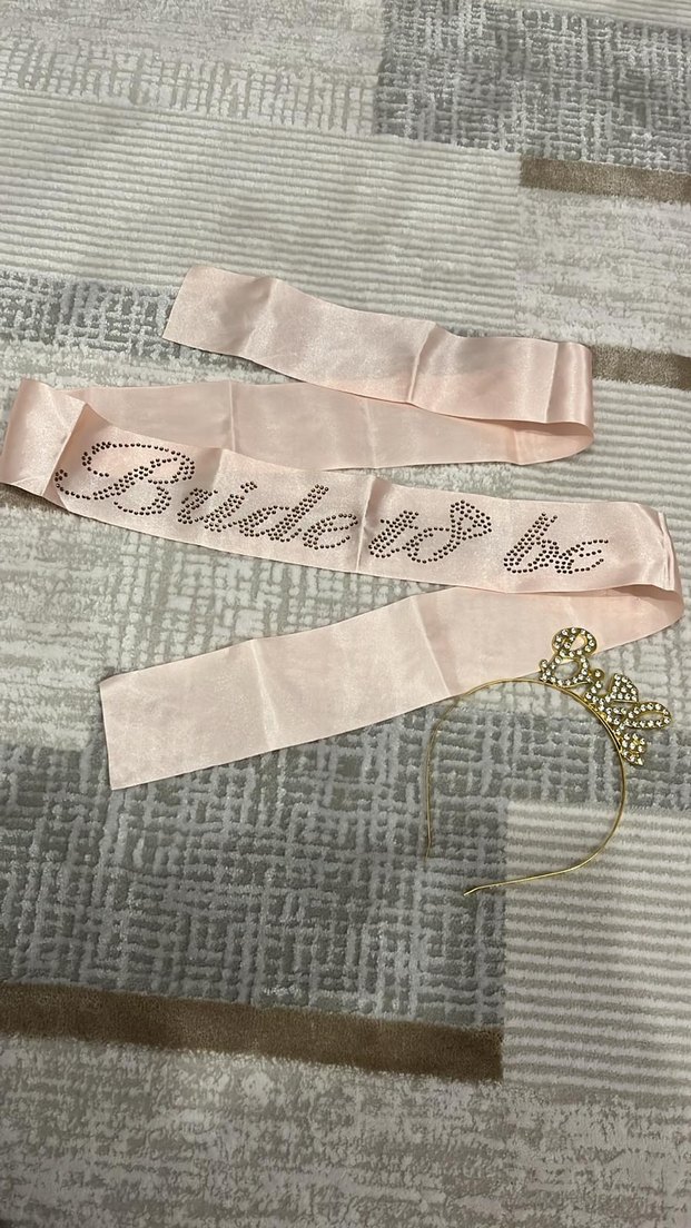 Toz Pembe Renkli 'Bride to Be' Kurdele ve Taç Seti - Görsel 5