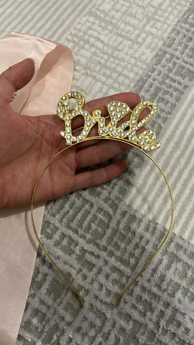 Toz Pembe Renkli 'Bride to Be' Kurdele ve Taç Seti - Görsel 4