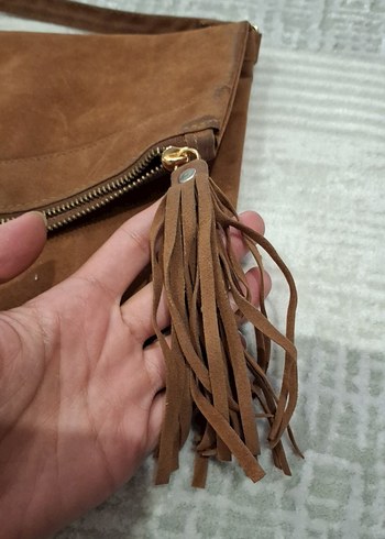 Püsküllü Kadın Süet Çapraz Çanta - Görsel 2