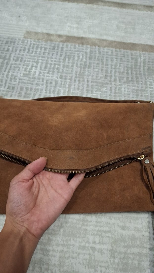 Püsküllü Kadın Süet Çapraz Çanta - Görsel 3