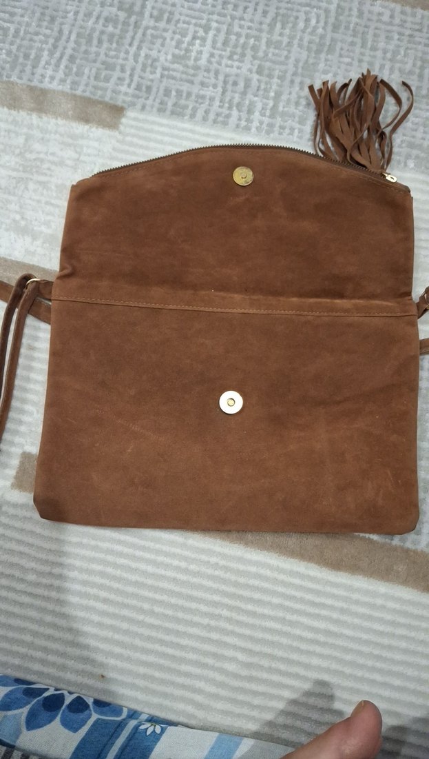 Püsküllü Kadın Süet Çapraz Çanta - Görsel 5