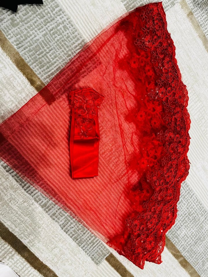 Kırmızı Dantel Bohem Gelin Aksesuarı - Görsel 3