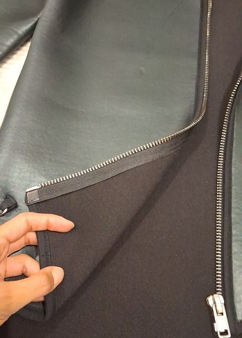 Kapüşonlu Siyah Deri Kadın Ceket - Görsel 4