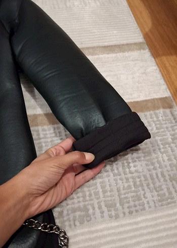 Kapüşonlu Siyah Deri Kadın Ceket - Görsel 5