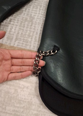 Kapüşonlu Siyah Deri Kadın Ceket - Görsel 3