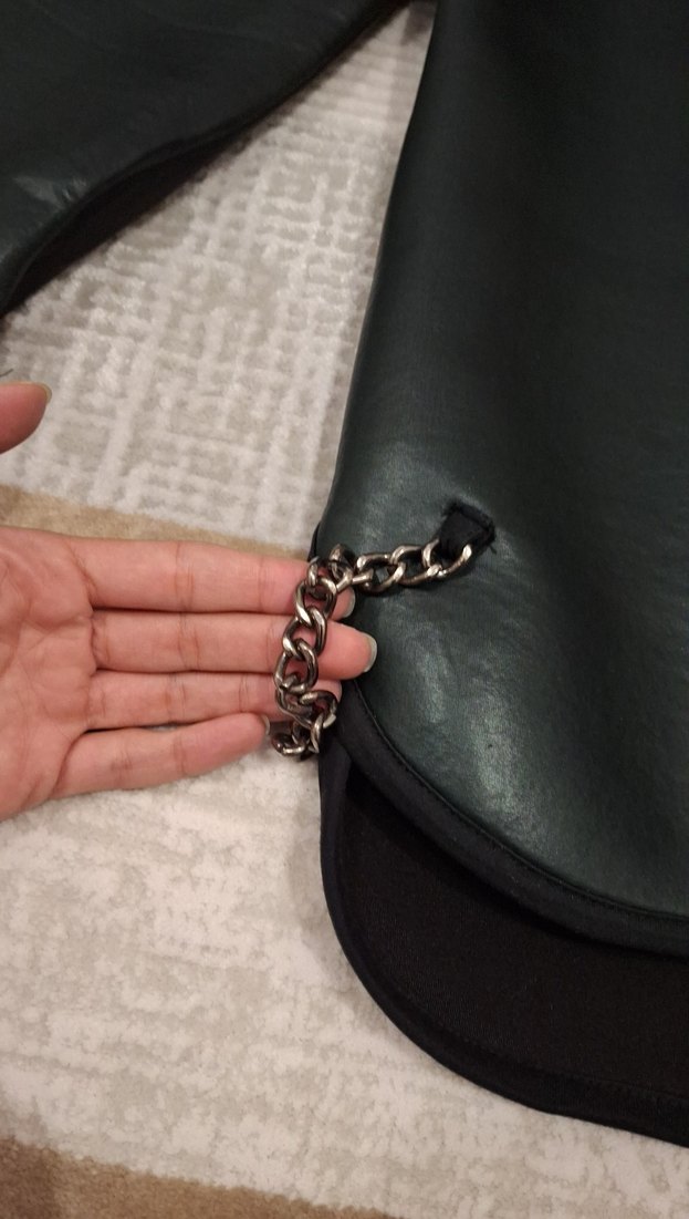 Kapüşonlu Siyah Deri Kadın Ceket - Görsel 3