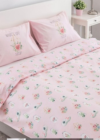 Pembe Pastel Baskılı Nevresim Takımı - Görsel 5