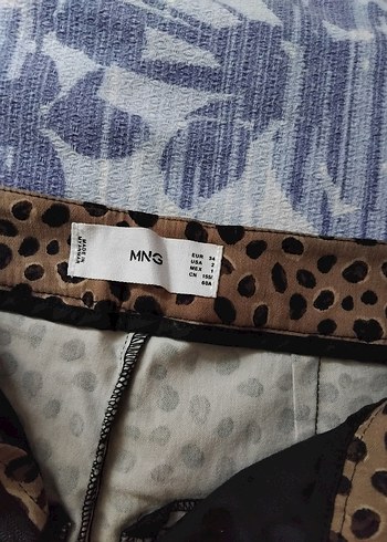 34 Beden Kahverengi Leopar Desenli Kadın Kumaş Pantolon