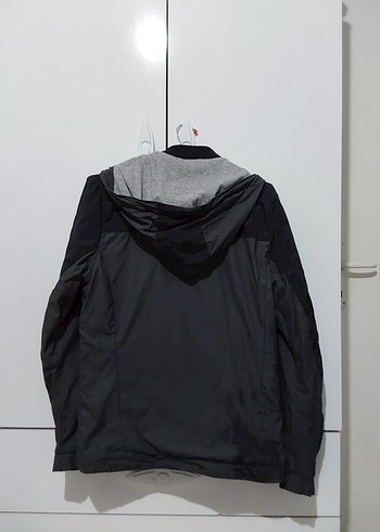 Fermuarlı Siyah Gri Erkek Yağmurluk - Görsel 3