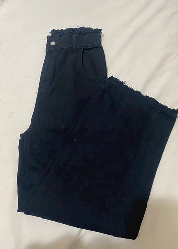 Siyah Kemerli Midi Boy Bol Kesim Kadın Jean
