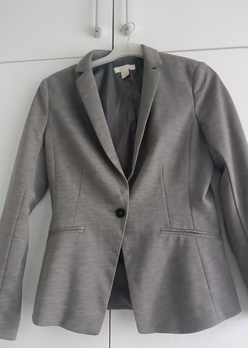 40 Beden gri Renk Gri Kadın Klasik Kesim Blazer Ceket