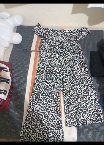 Leopar Desenli Kemerli Kadın Tulum - Görsel 2